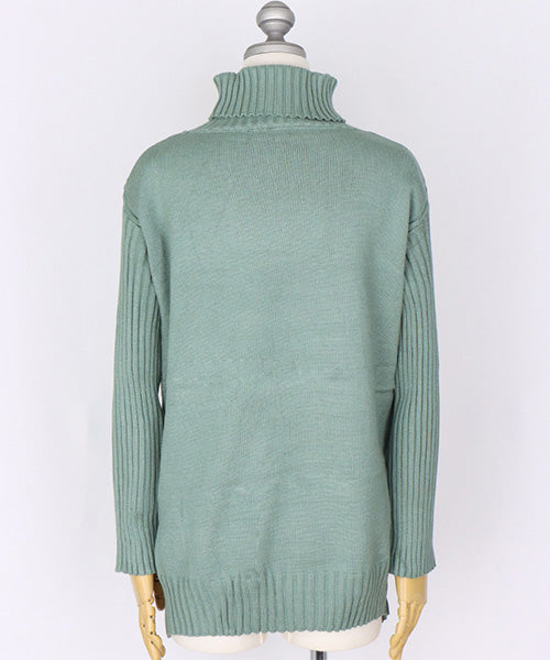 ケーブル編み切替タートルニットプルオーバー 36-1781｜40代 50代 60代