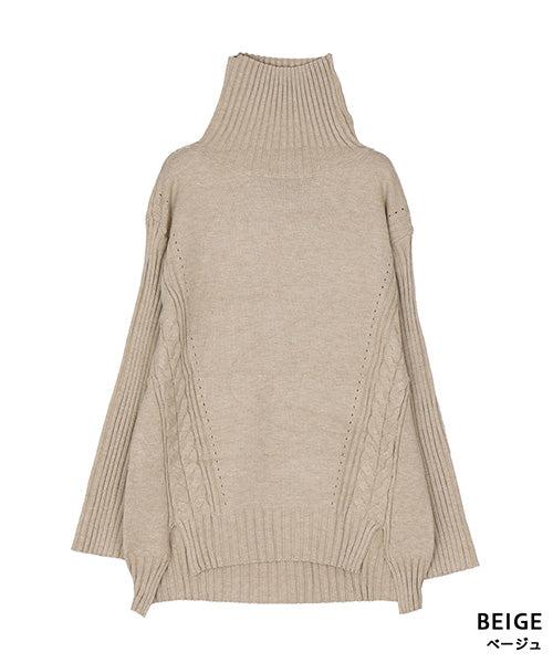 ケーブル編み切替タートルニットプルオーバー 36-1781｜40代 50代 60代