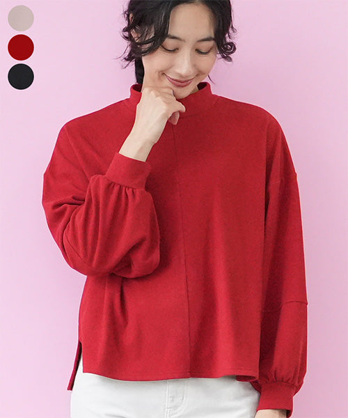 微起毛ハイネック切替カットソー 36-1783