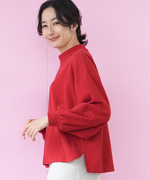 微起毛ハイネック切替カットソー 36-1783