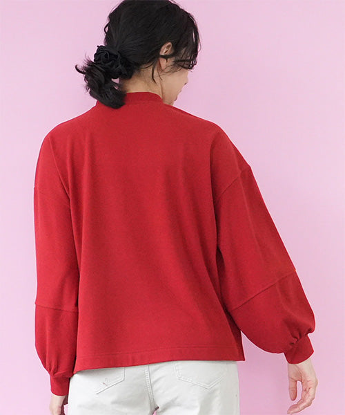 微起毛ハイネック切替カットソー 36-1783
