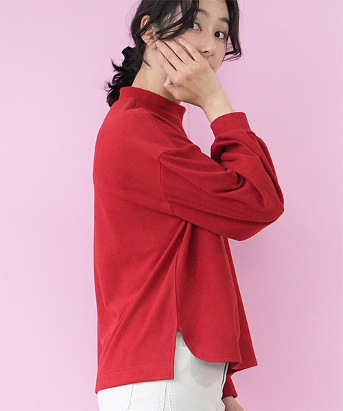 微起毛ハイネック切替カットソー 36-1783