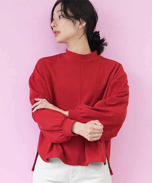 微起毛ハイネック切替カットソー 36-1783