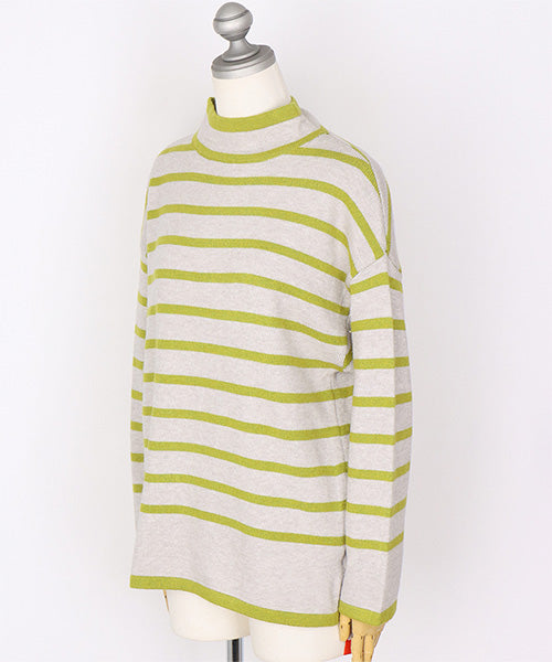 ボーダー柄ドロップショルダーニットプルオーバー 36-1785｜40代 50代