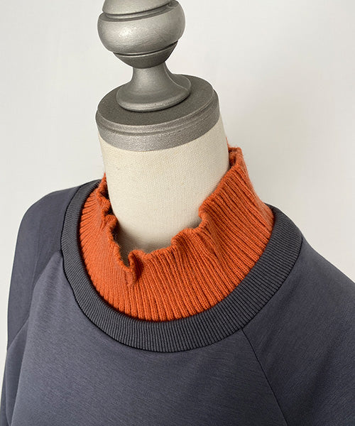 リブ切替英字刺繍ワイド長袖カットソー 36-1796
