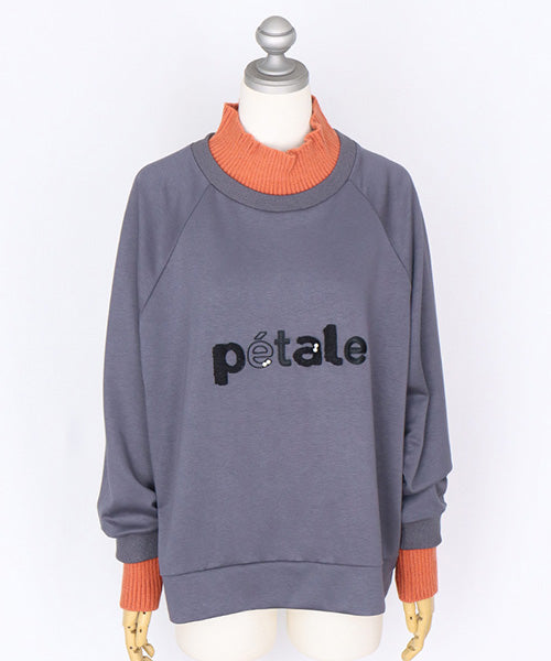 リブ切替英字刺繍ワイド長袖カットソー 36-1796