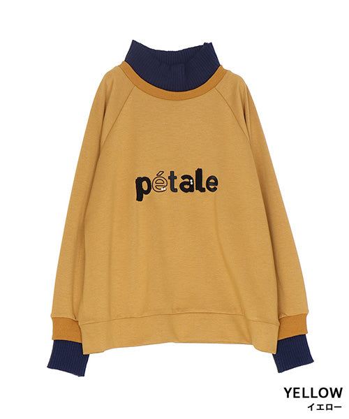 リブ切替英字刺繍ワイド長袖カットソー 36-1796