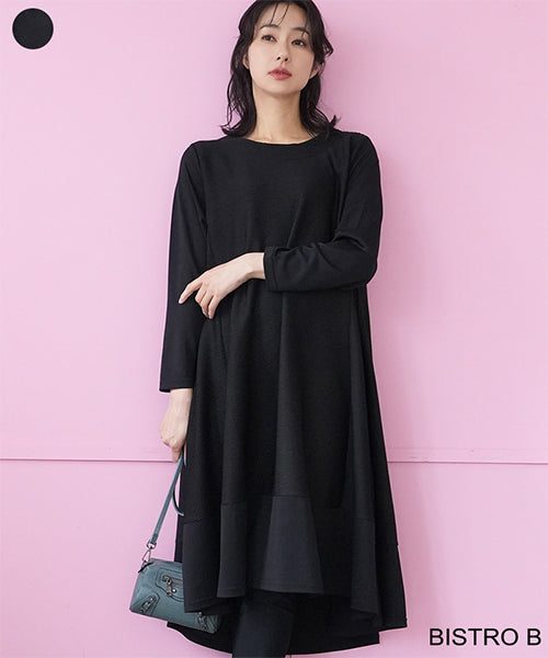 プリーツ切替Aライン長袖ワンピース 36-1800｜40代 50代 60代 大人の