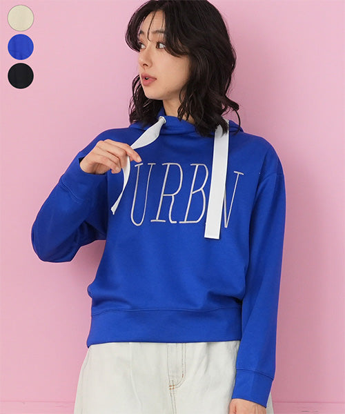 オーバーサイズストレッチ素材ロゴ刺繍パーカー 36-1812｜40代 50代 60