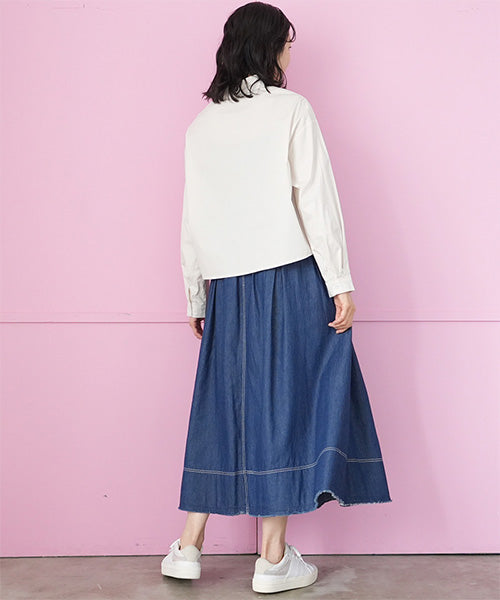 綿100％ボタニカル刺繍長袖シャツブラウス 36-1827｜40代 50代 60代
