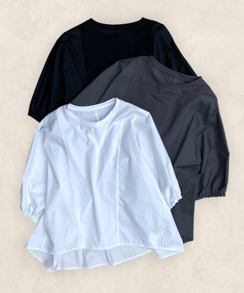 異素材切替6分丈ドルマンスリーブTシャツカットソー 36-1886｜40代 50