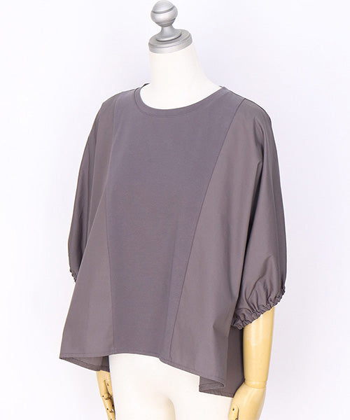 異素材切替6分丈ドルマンスリーブTシャツカットソー 36-1886｜40代 50