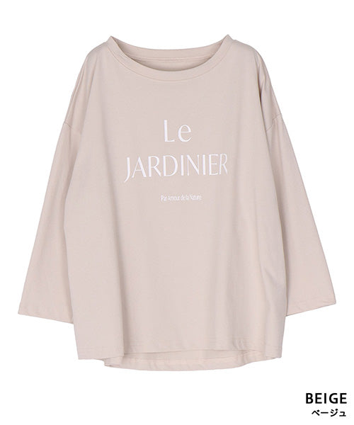 英字プリント7分袖スリット入りTシャツカットソー 36-1887｜40代 50代