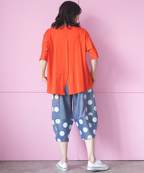 【接触冷感】綿100％無地切替ドルマンスリーブTシャツカットソー 36-1908