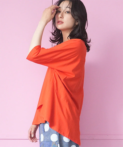 【接触冷感】綿100％無地切替ドルマンスリーブTシャツカットソー 36-1908