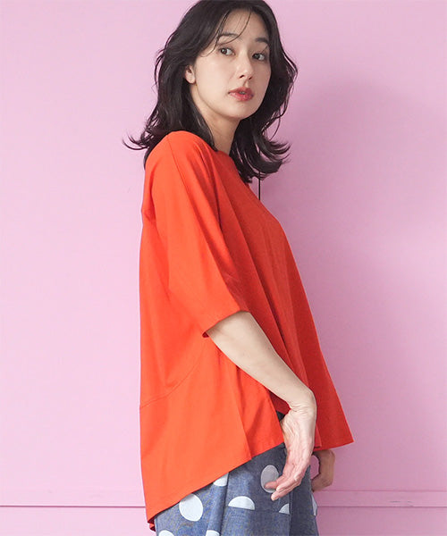 【接触冷感】綿100％無地切替ドルマンスリーブTシャツカットソー 36-1908