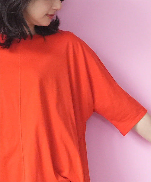 【接触冷感】綿100％無地切替ドルマンスリーブTシャツカットソー 36-1908