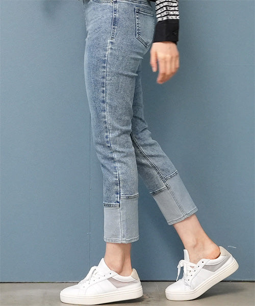 ウエストゴム裾切替ストレッチデニムパンツ 43-0008