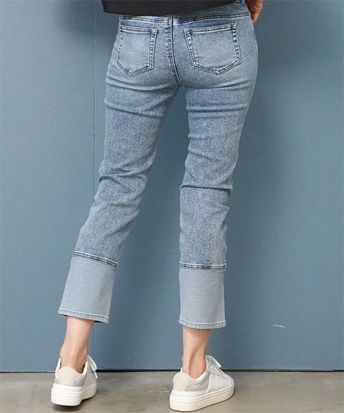 ウエストゴム裾切替ストレッチデニムパンツ 43-0008