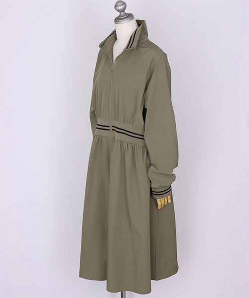 数回着用のみ極美品♡洗えるストレッチフレアコート 40 撥水加工異素材切替スタンドカラースポーティフレアストレッチ