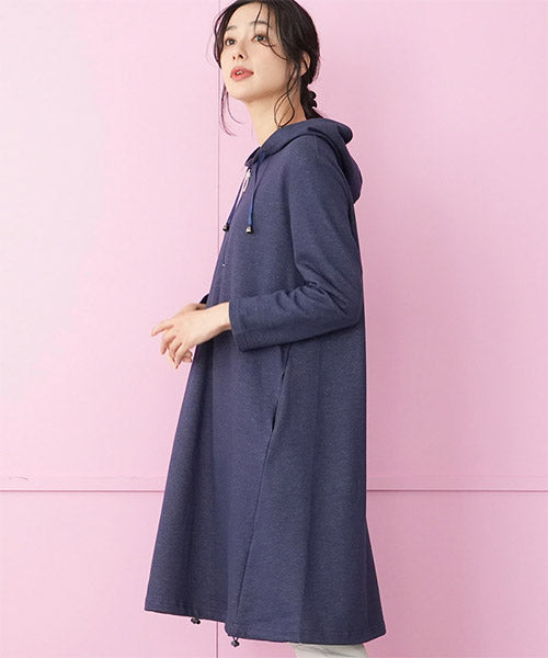 フード付ハーフジップ裾ドロストチュニック 46-0272