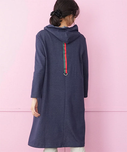 フード付ハーフジップ裾ドロストチュニック 46-0272