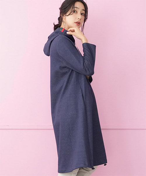 フード付ハーフジップ裾ドロストチュニック 46-0272