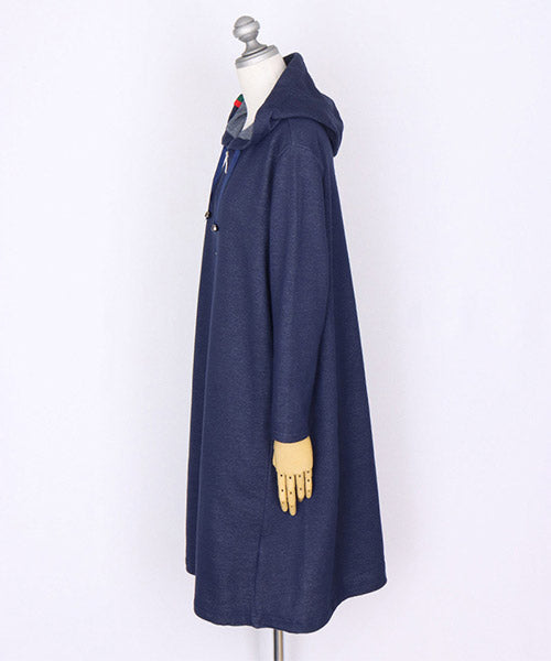 フード付ハーフジップ裾ドロストチュニック 46-0272