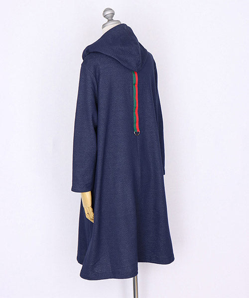 フード付ハーフジップ裾ドロストチュニック 46-0272