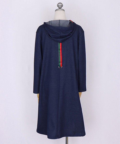 フード付ハーフジップ裾ドロストチュニック 46-0272