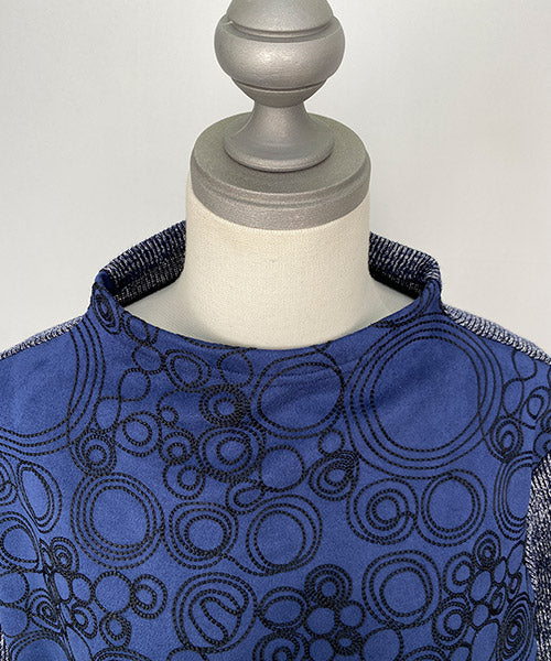 異素材切替サークル刺繍裾飾りボタンチュニック 46-0275