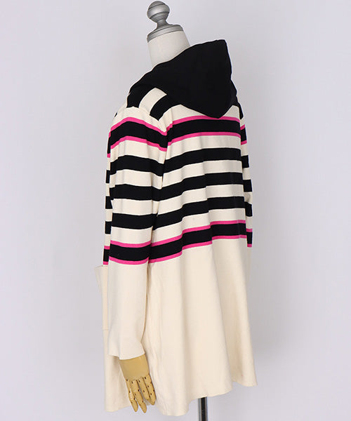 配色ボーダーニットロングカーディガン 46-0282
