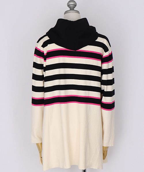 配色ボーダーニットロングカーディガン 46-0282