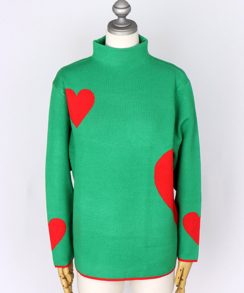 ハート柄ハイネックニットプルオーバー 46-0284
