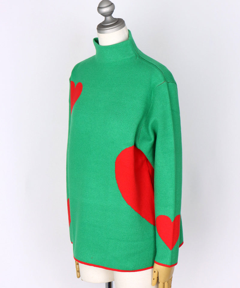 ハート柄ハイネックニットプルオーバー 46-0284