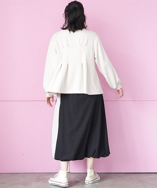 英字プリント前後タック使い長袖カットソー 46-0286｜40代 50代 60代