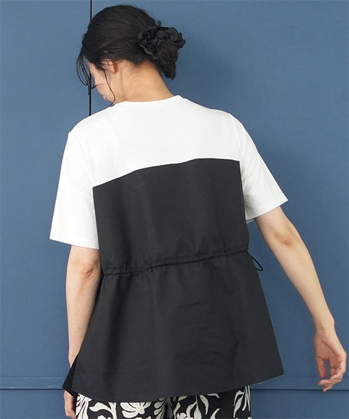 異素材切替ビスチェドッキングTシャツカットソー 50-0102