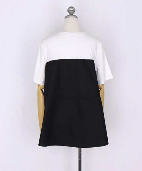 異素材切替ビスチェドッキングTシャツカットソー 50-0102