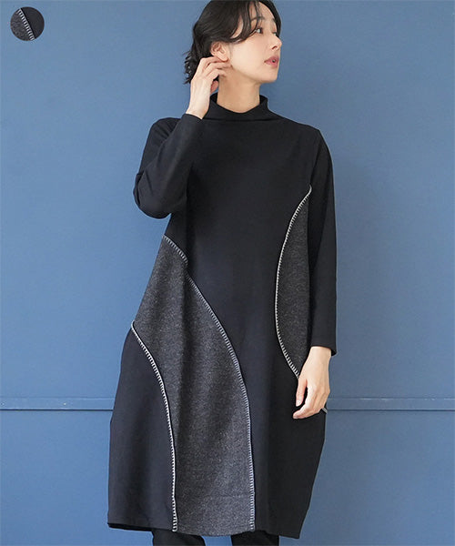 【極美品】ダイアグラム FOXスリーブワンピース 2way コクーン 芸能人着用 微起毛異素材カーブ切替コクーンワンピース 52-0062｜40代 50代 60代