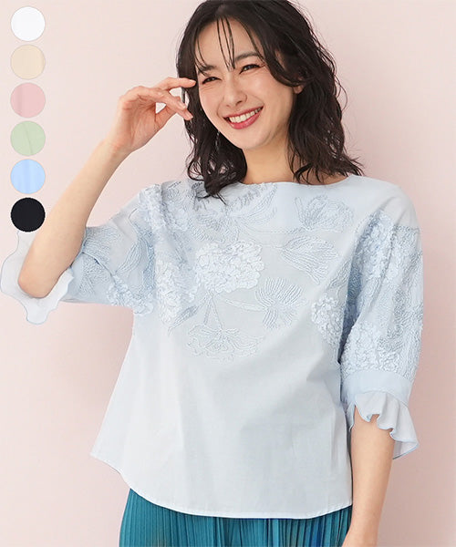 綿100％コード刺繍ドルマンスリーブブラウス 52-0081