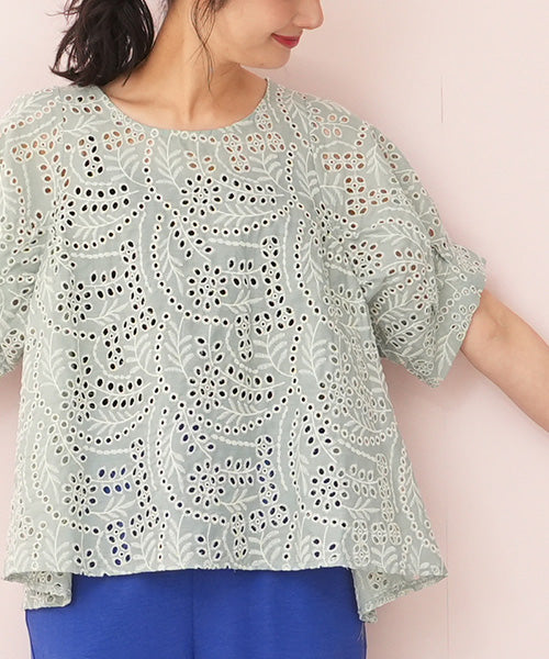 おおまま様　BARAKURA バラ色の暮し 刺繍レース 手染め ブラウス M 楽天市場】New!【バラ色の暮し】プリント切り替えプルオーバー
