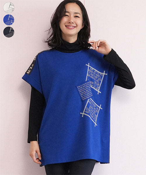 英字パッチワークデザインチュニック 52-0135