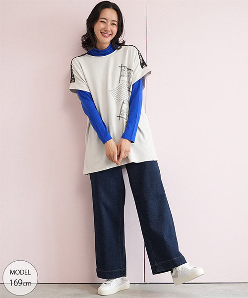 英字パッチワークデザインチュニック 52-0135