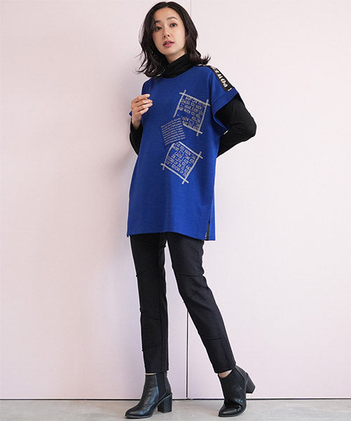 英字パッチワークデザインチュニック 52-0135