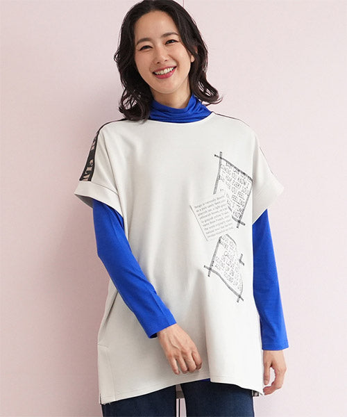 英字パッチワークデザインチュニック 52-0135