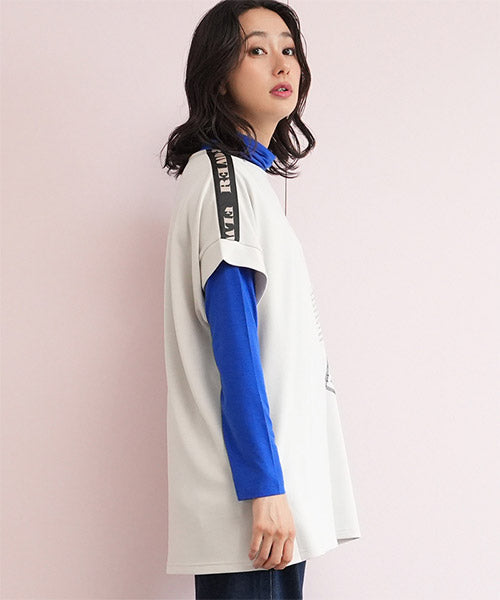 英字パッチワークデザインチュニック 52-0135