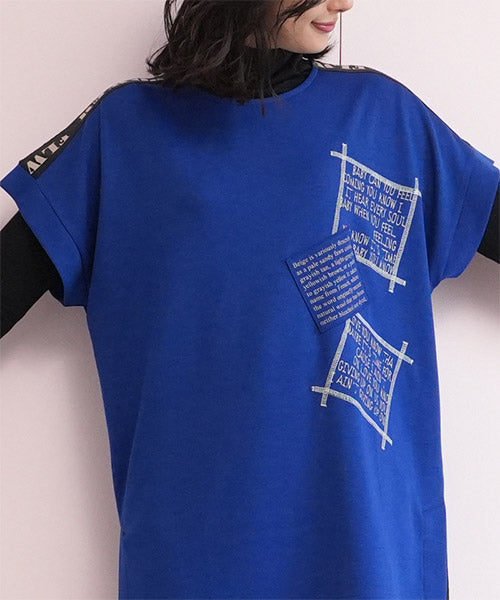 英字パッチワークデザインチュニック 52-0135