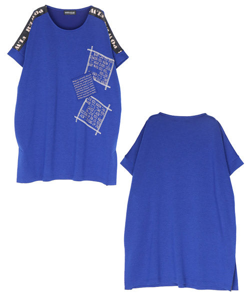 英字パッチワークデザインチュニック 52-0135