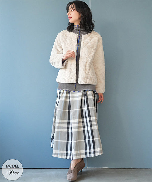 フロッキー調チュールメローハイネックインナーカットソー 52-0144