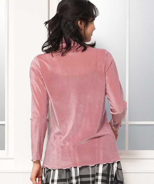 フロッキー調チュールメローハイネックインナーカットソー 52-0144